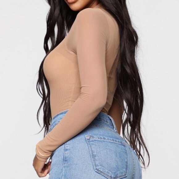 NWOT Mesh Sheer Long Sleeve Bodysuit Body Shaper - Picture 4 of 8